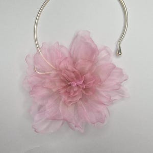 Unique Silk Flower Choker Necklace, Dainty Pink Floral Necklace, Handmade Romantic Accessory, Gift for Her, Modern Handmade Jewelry