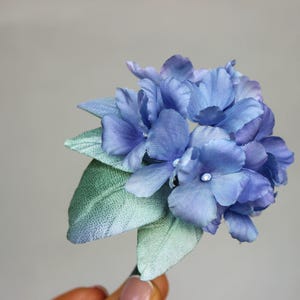 Hydrangea brooch, Flower brooch bouquet, Silk hydrangea pin with CZ, Wedding hair fascinator, Jacket lapel pin, Unique silk flower brooch