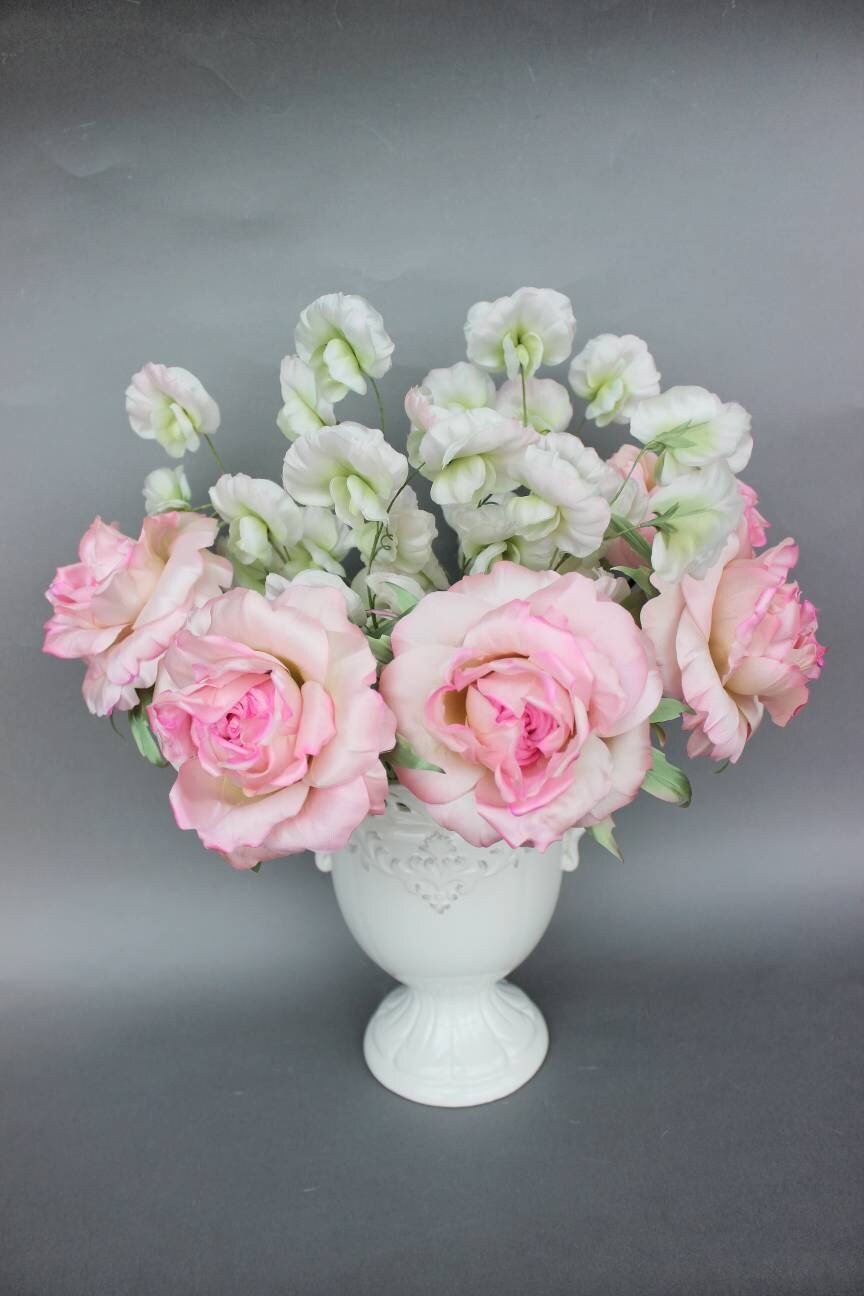Artificial Flower Arrangement White Wedding Centerpiece Etsy