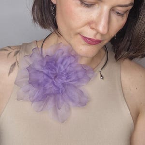 Floral statement choker for women, Pink, lavender or custom color flower necklace, Large flower neck accessory, Romantic gift idea for her