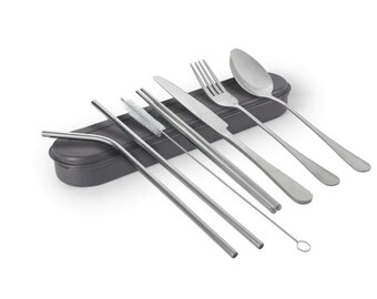 Cuisipro Personal Stainless Steel Travel Cutlery Set, 8-Piece, Black