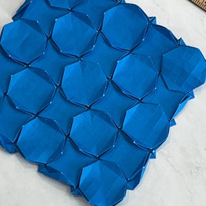 Handmade Origami paper abstract art geometric shape Tessellation Both side design Color Blue