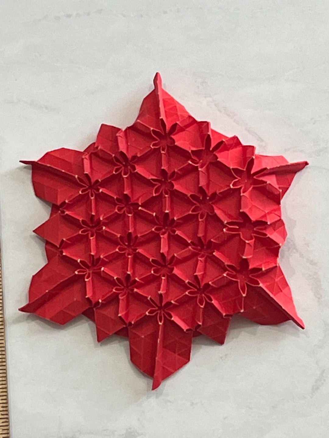 Handmade Origami Paper Abstract Art Geometric Shape Red Color ...