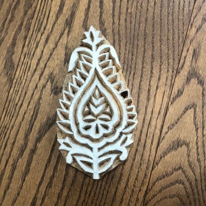 Blok DRUK KWIATOWY 1 sztuka | Blok/stempel rzeźbiony ręcznie z drewna, stempel ceramiczny, stempel tekstylny, stempel do tkanin rzeźbiony w drewnie 15 cm X 8 cm