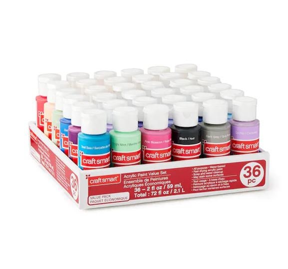 Acrylic Paint Value Set by Craft Smart 36 Assorted Colors 