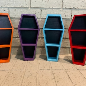Colored Coffin Shelf, Two-Toned Coffin Shelf, Small Coffin Shelf, Halloween Wedding Decor