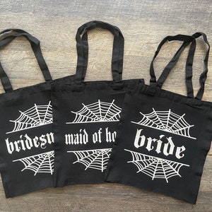 Halloween Bridal Party Tote Bag | Halloween Bridal Party Gifts | Halloween Wedding | Bridal Party Gifts | Spooky Wedding | Custom Bridal Bag
