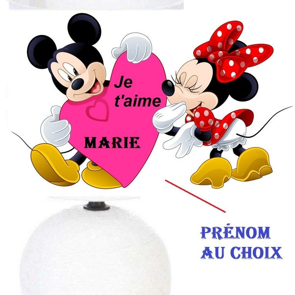 Lampe de chevet Mickey et Minnie. Personnalisé