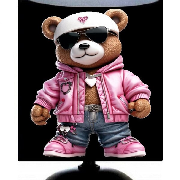 Lampe de chevet Ours et Blouson Rose.