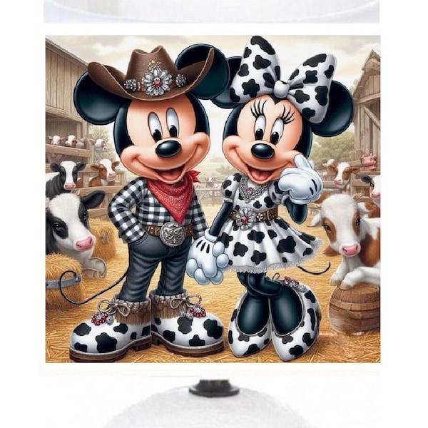 Lampe de chevet Minnie et Mickey à la ferme.