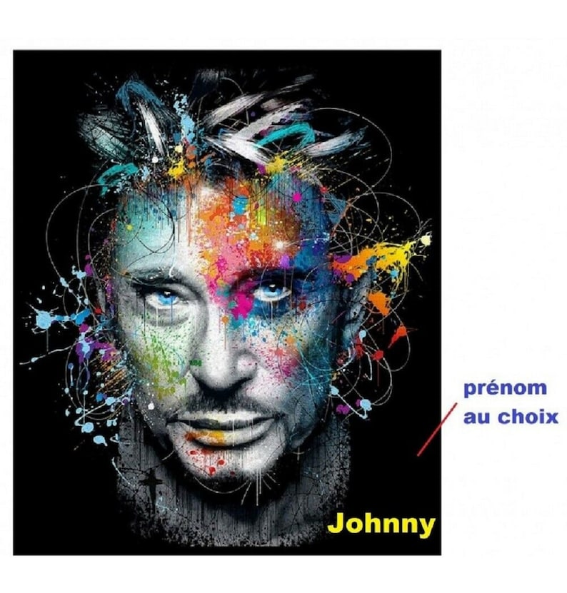 Toile sur Chassis Johnny HALLYDAY Personnalisé avec Le prénom image 2