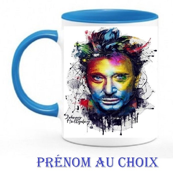 Mug Tasse Céramique à Sublimation Illustration Personnalisé. Johnny Hallyday