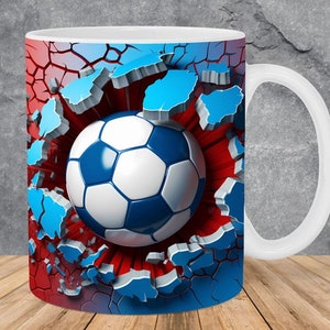 Keramische mok met sublimatie 3D illustratie, voetbalbal FR. Aanpasbaar