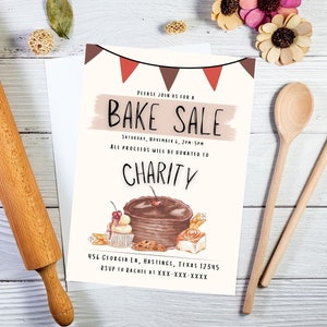Bake Sale Flyer Bake Sale Invitation Charity Fundraising File Downloadable
