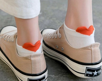 Ankle Cotton Socks with Heart for Women | Heart on Heel | Ankle Socks | Cotton Socks | Gift for Her | Christmas Socks