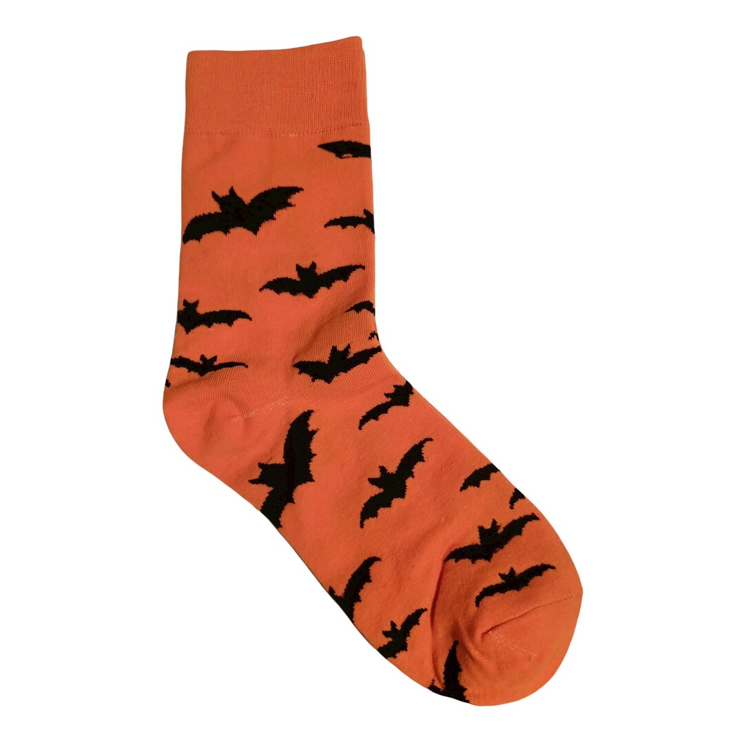 Halloween Socks With Bat Crew Cotton Socks for Women Bat Socks Cotton ...