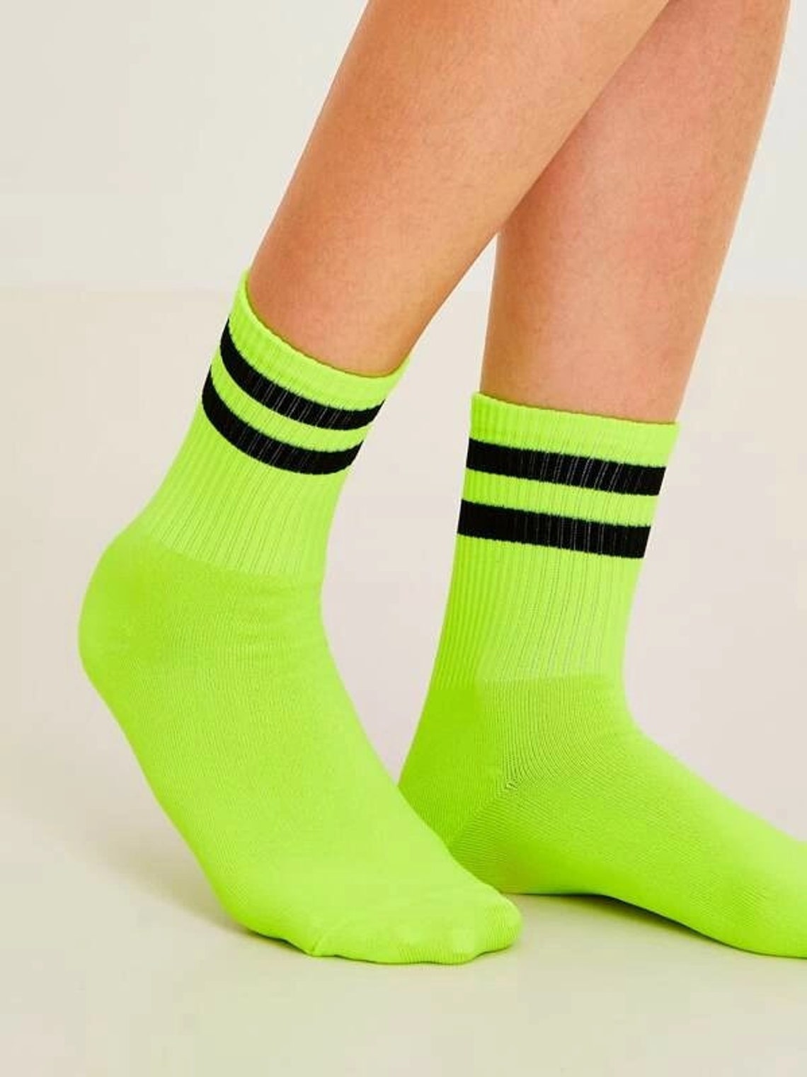 Neon Socks Crew Cotton Socks for Women and Men Fluorescent Etsy