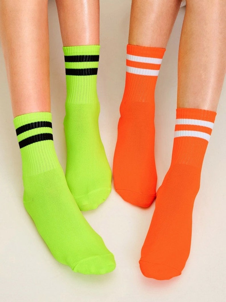 Neon Socks Crew Cotton Socks for Women and Men Fluorescent Etsy