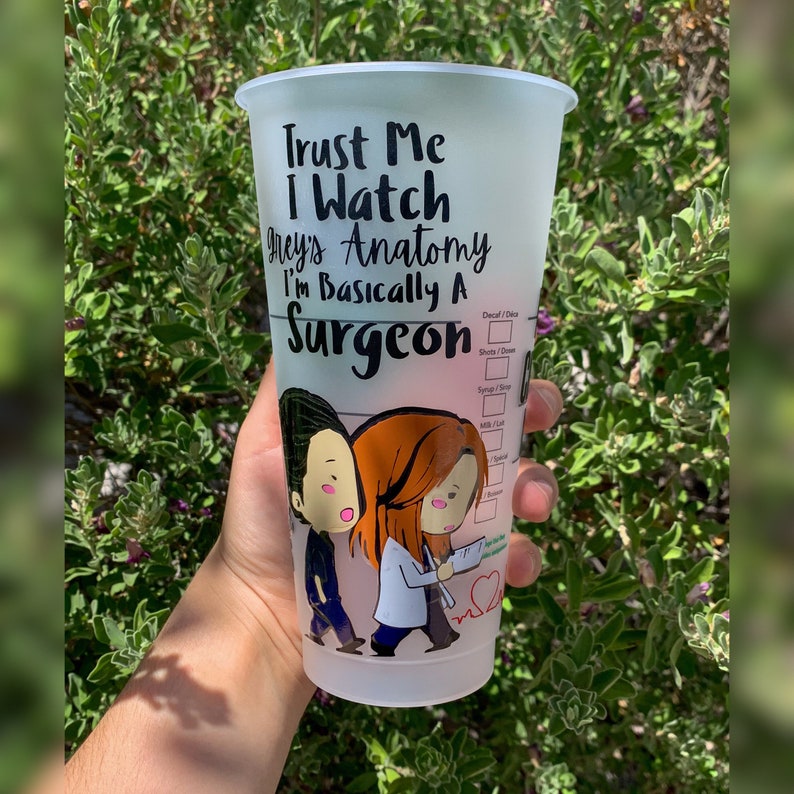 Grey's Anatomy starbucks cup reusable venti cup | Etsy
