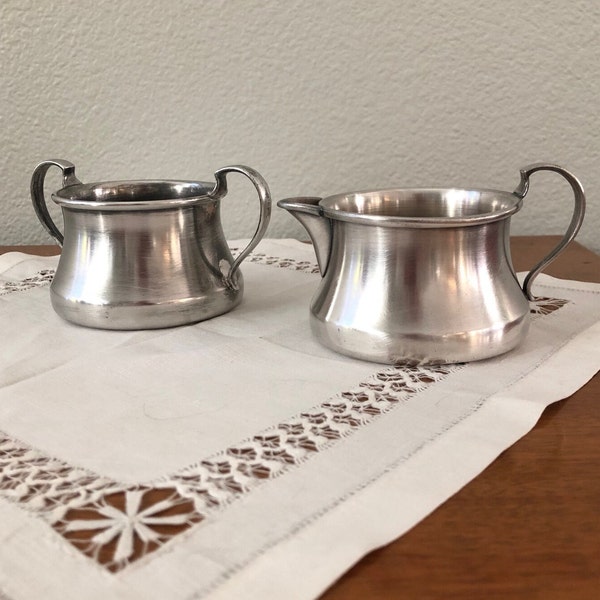 Rogers 1881 Pewter Creamer & Sugar Set