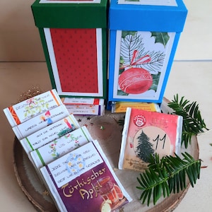 Tea Advent calendar with mindfulness sayings for the Christmas season