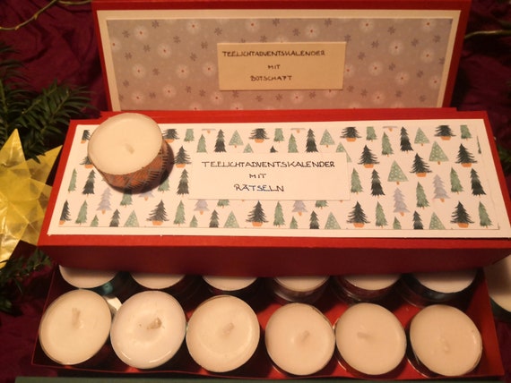 Teelicht Adventskalender mit Botschaft oder Rätsel