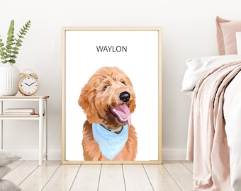 Custom Framed Pet Portrait, Personalized Dog Art, Pet Memorial Gift