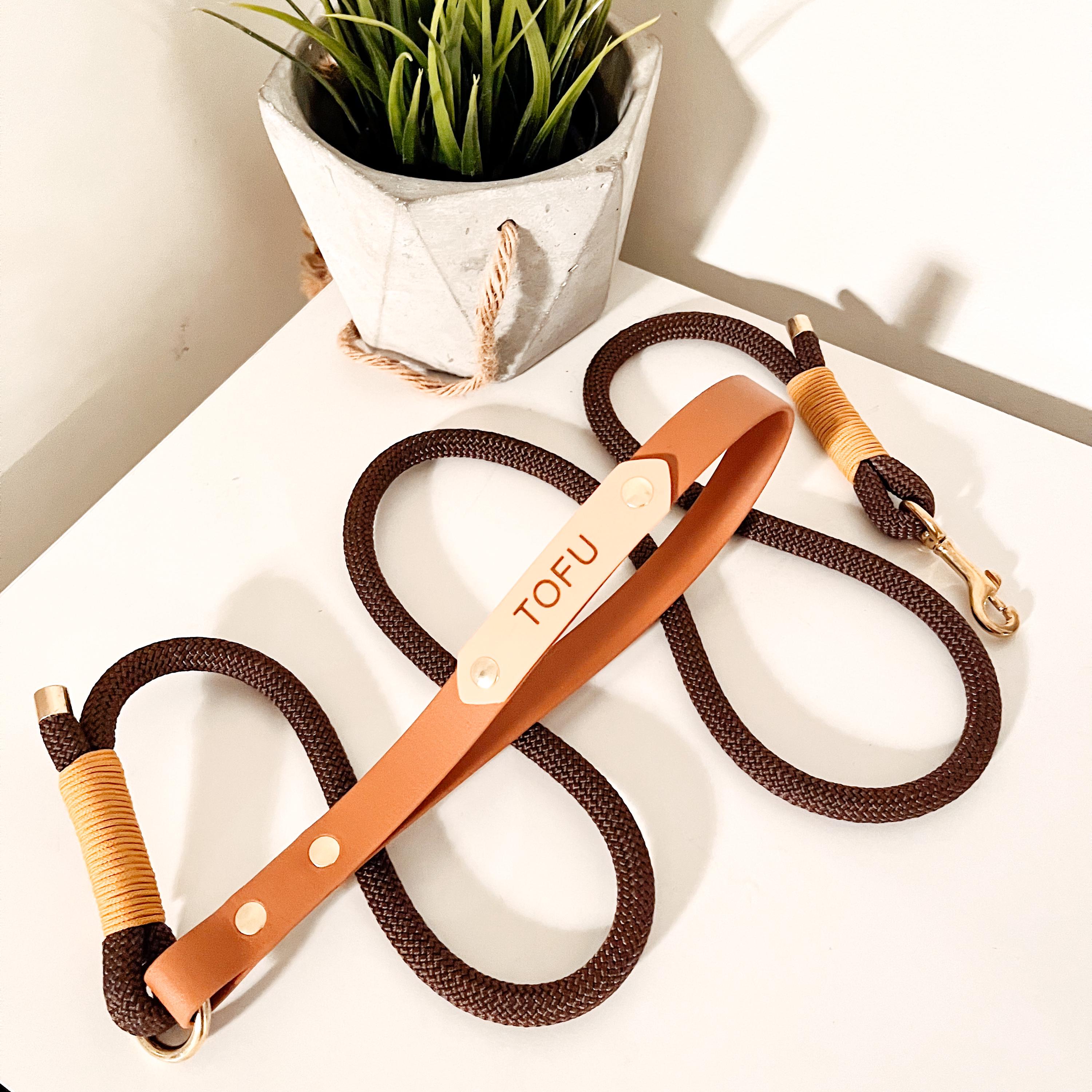 Waterproof Rope Dog Leash, Biothane Handle, Personalized Puppy Leash ...