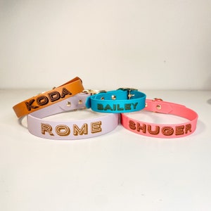 Waterdichte biothane-halsband, gepersonaliseerde hondenhalsband, hondenhalsband met naam, trainingshalsband, veganistische leren hondenhalsband, puppyhalsband