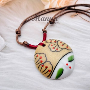 Ceramic Necklace, Handmade Necklace, Facial Makeup Necklace, National Customs Necklace,Herringbone Necklaces