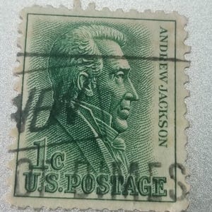 Rare Green Andrew Jackson 1 Cent Stamp, 50%  Off with promo code!!