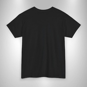 May include: A plain black t-shirt with short sleeves.