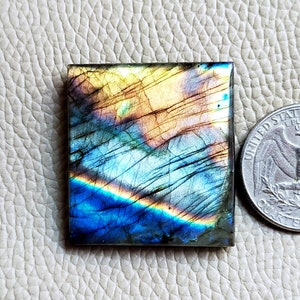 Brilliant Malty Flashy Labradorite Stone Use For Pendant, Necklace Jewelry Making Gemstone 34X32X6 MM Big  Cushion Shape  Loose Cabochon
