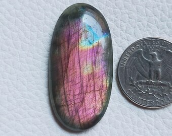 AAA Quality Pink Purple Labradorite Cabochon, 100% Natural Oval Shape Rare Purple Labradorite Loose Gemstone Crystal,Size 44X22X6mm 55Cts
