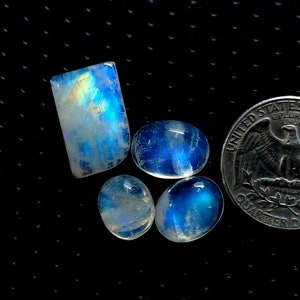 4 Piece Lot Best Quality Rainbow Moonstone Mix Shape Use For All Type Jewelry Making Loose Rainbow Moonstone Gemstone Cabochon