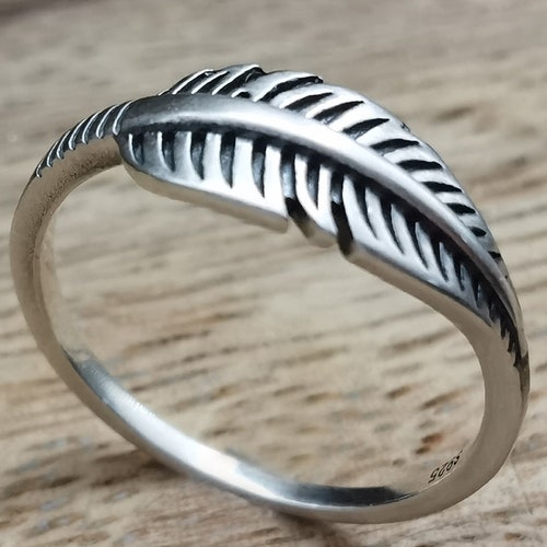 Feather Sterling Silver Ring Handmade Solid Statement 925 - Etsy