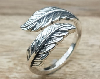 STERLING SILVER RING SOLID 925 FEATHER ADJUSTABLE SIZE R001474 EMPRESS STERLING SILVER RING SOLID 925 FEATHER ADJUSTABLE SIZE R001474 EMPRESS