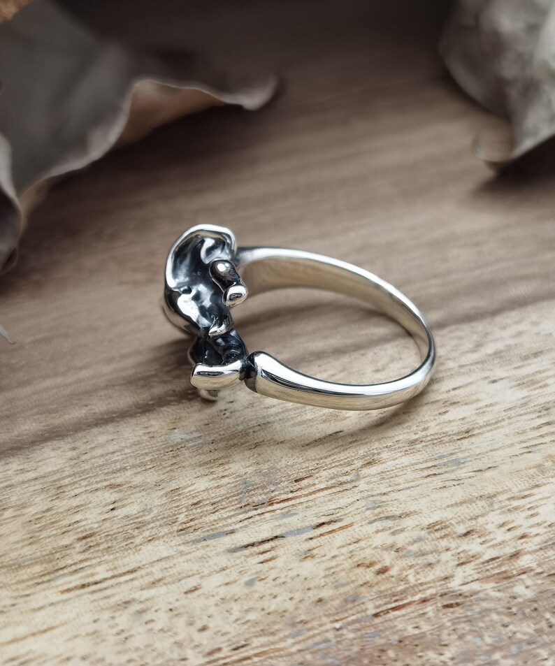 Elephant Sterling silver ring handmade solid animal 925 Brutalist beast men women punk gothic goth biker mens oxidized jewelry gift her him