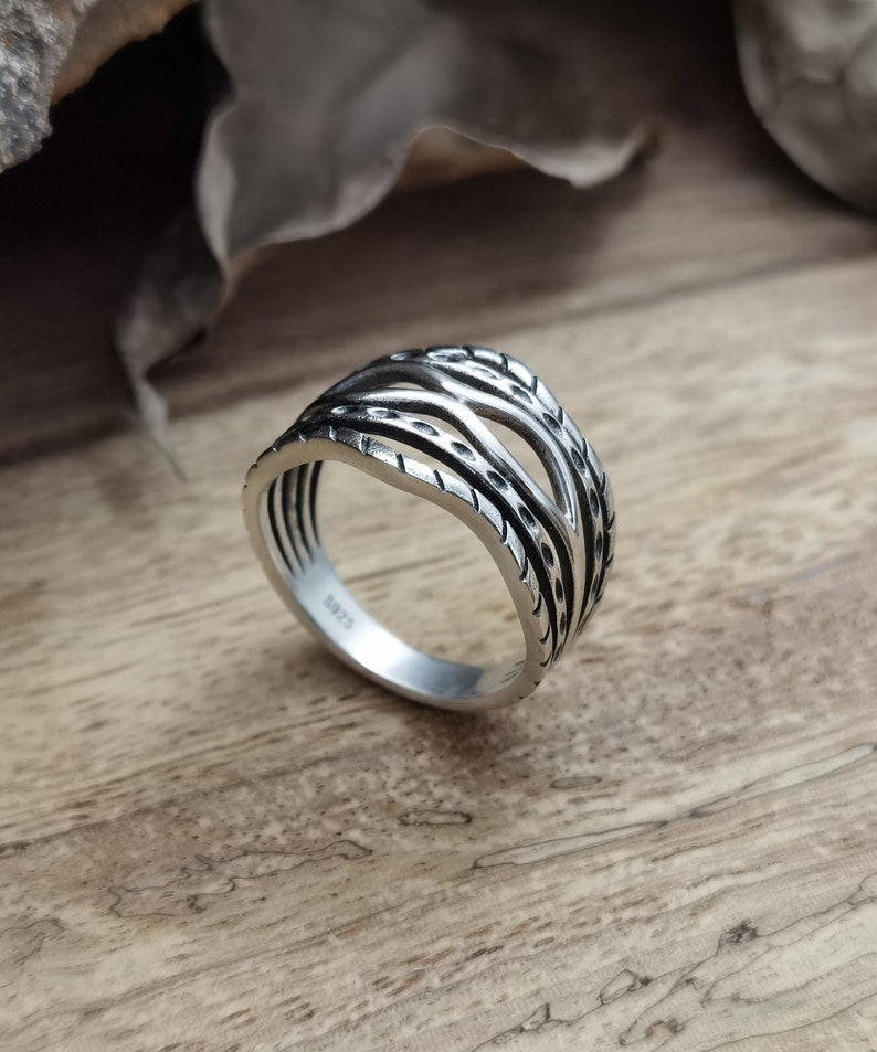 Sterling silver ring handmade solid statement 925 unique modern anniversary dainty unisex men women beautiful jewelry gift for her