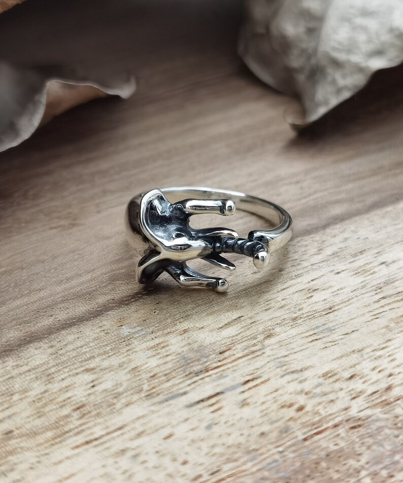 Elephant Sterling silver ring handmade solid animal 925 Brutalist beast men women punk gothic goth biker mens oxidized jewelry gift her him