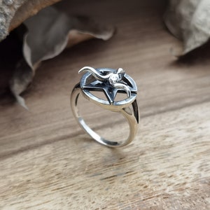 Baphomet Satanic Sterling Silver Ring Handmade Solid Black - Etsy