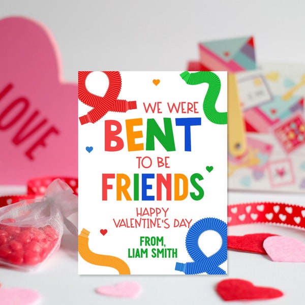 Editable Valentine - Printable - Bent to be friends - Fidget Valentine - Digital download