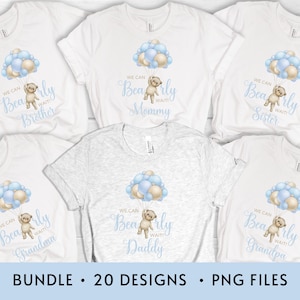 Baby shower sublimation - PNG - Instant download - Bear baby shower - Bearly wait - It's a boy - Matching shirt designs