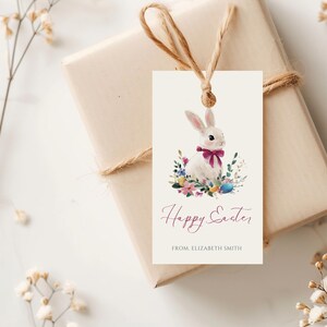Etichetta regalo di Pasqua floreale - Modificabile - Stampabile - Etichette per bomboniere di buona Pasqua - Download digitale - Modello Canva - Bellissime etichette regalo