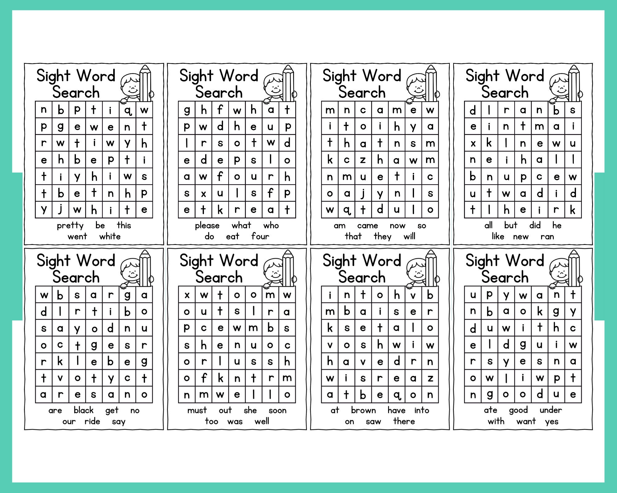 Word Search - Sight Words - Worksheet - Printable - Instant Download ...