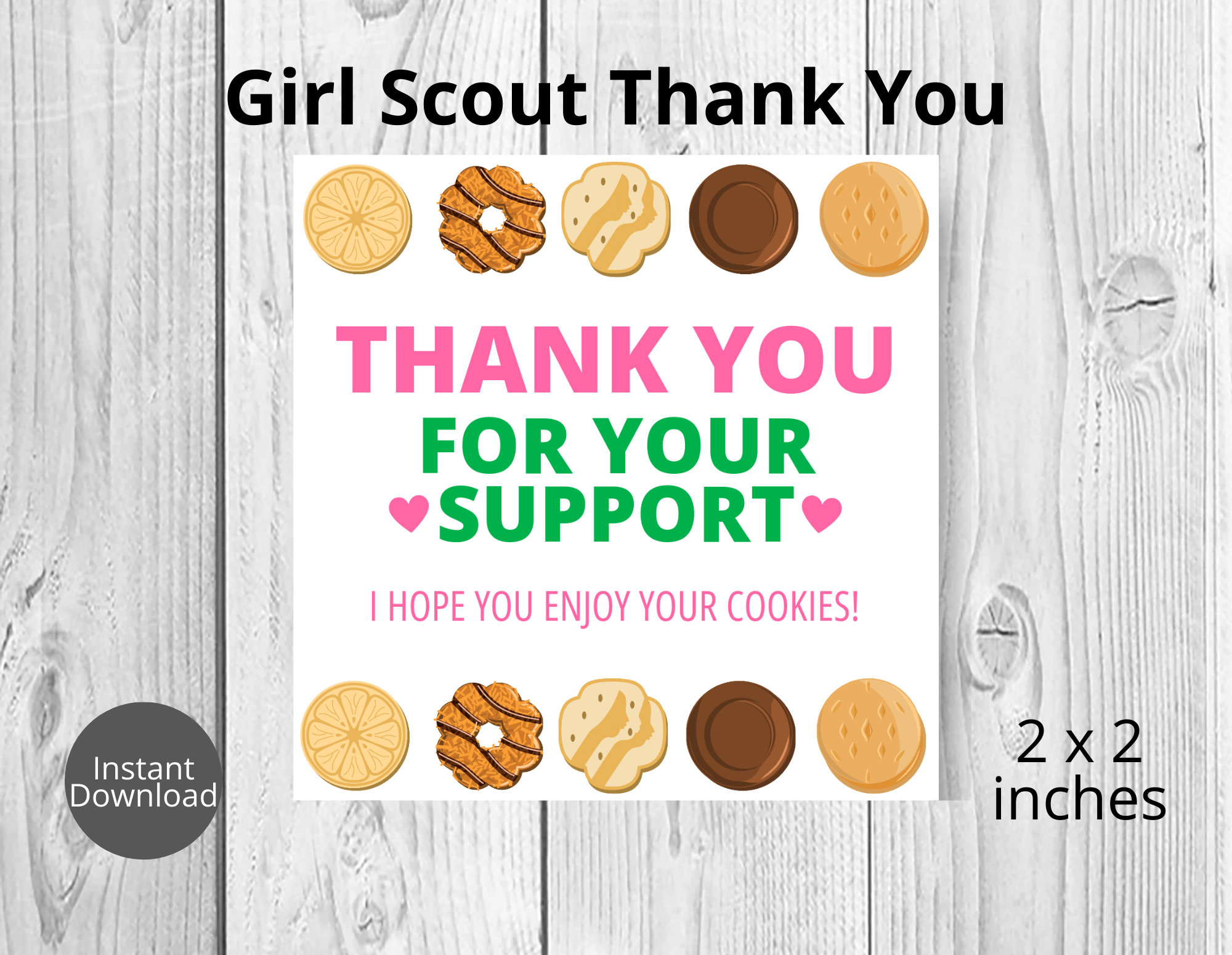 Girl scout thank you Tag Sticker Label Printable Etsy