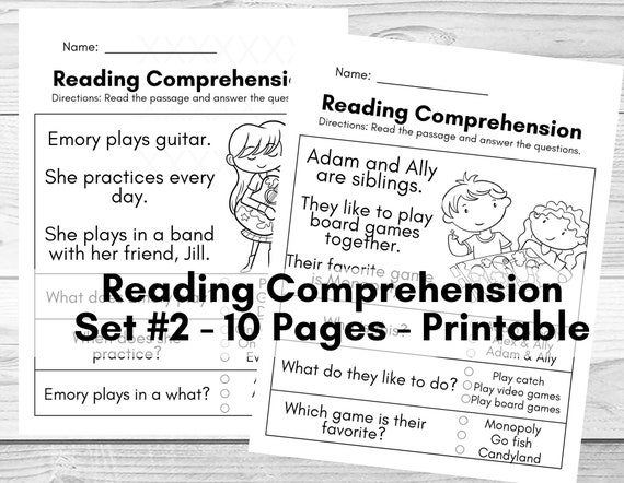 new reading comprehension worksheets printable etsy