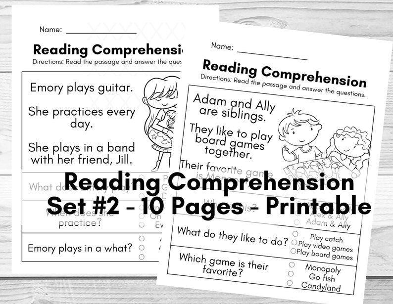 reading comprehension worksheets printable kindergarten etsy