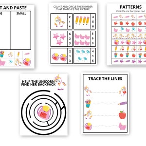 Unicorn printable Prek Toddler Kindergarten Pack | Etsy
