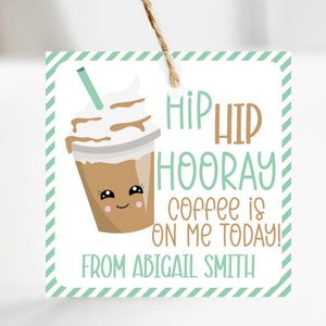 Cadeaulabel koffie - bewerkbaar - afdrukbaar - cadeaulabel waardering - cadeaulabel leraar - cadeaulabel collega - cadeaulabel personeel